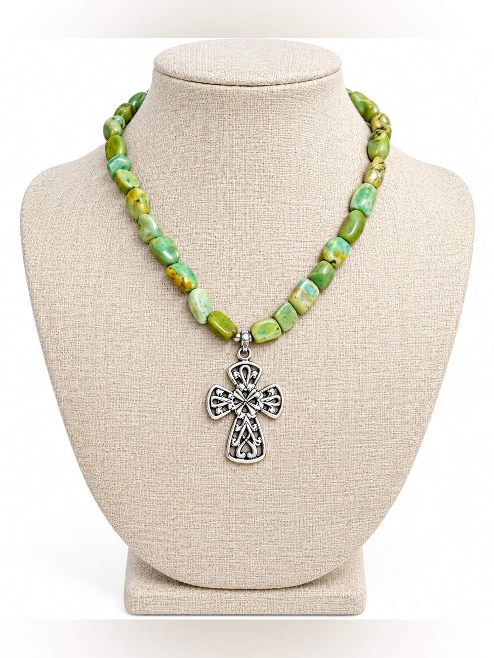 925 Barse Turquoise Necklace with Ornate Cross Pendant
